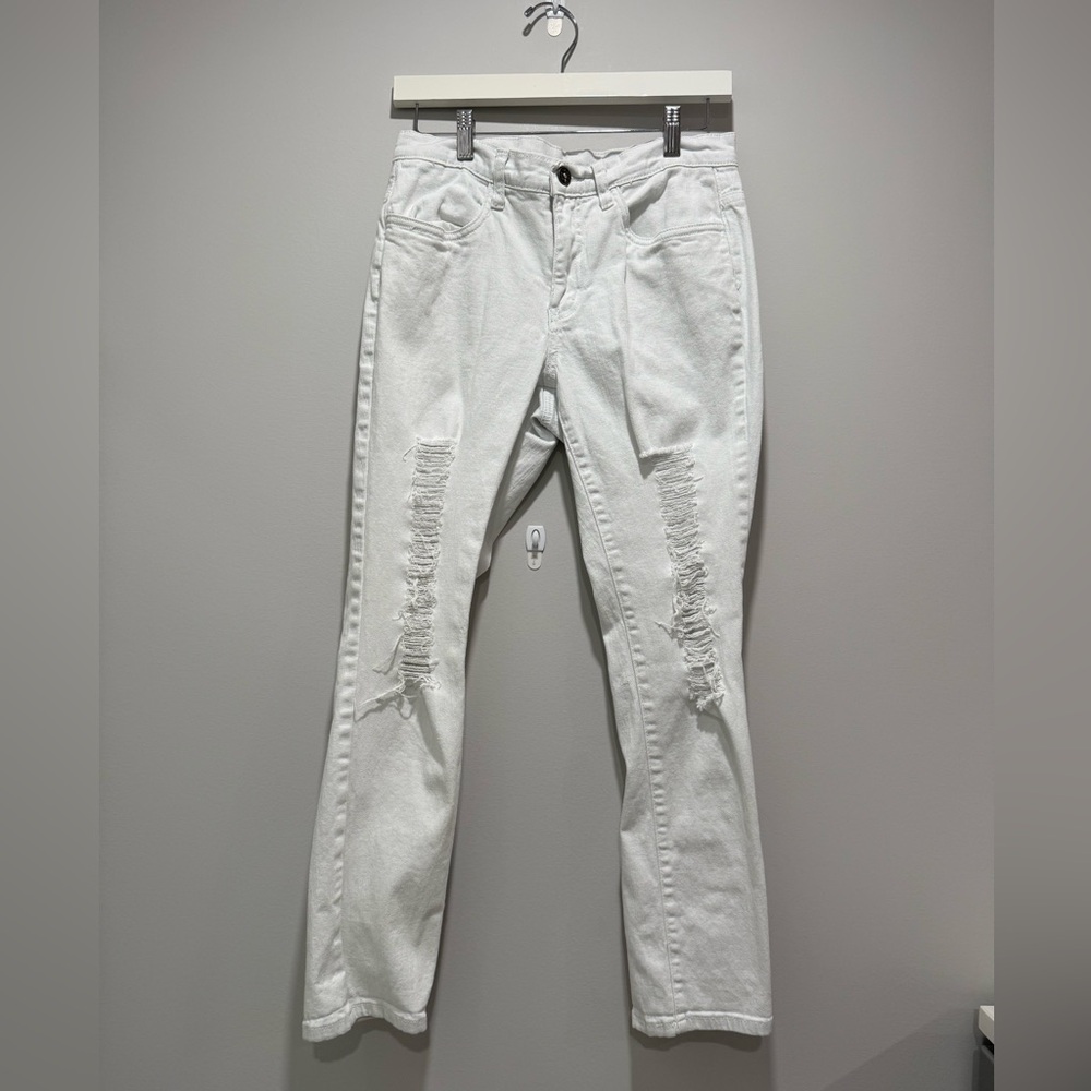 VENUS White Distressed Straight Leg Jeans Size 8